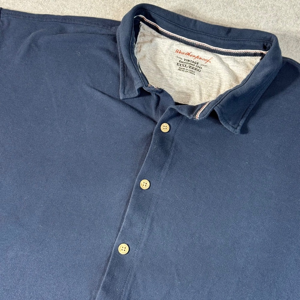 Weatherproof Vintage Mens XXXL Navy Blue Pique Short Sleeve Button Down Shirt